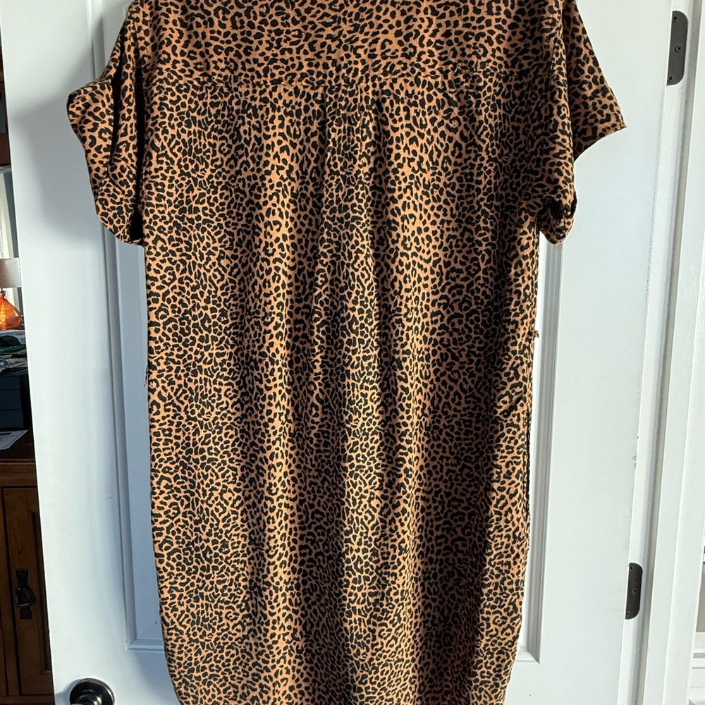 J. Crew Brown Leopard Print Midi Dress